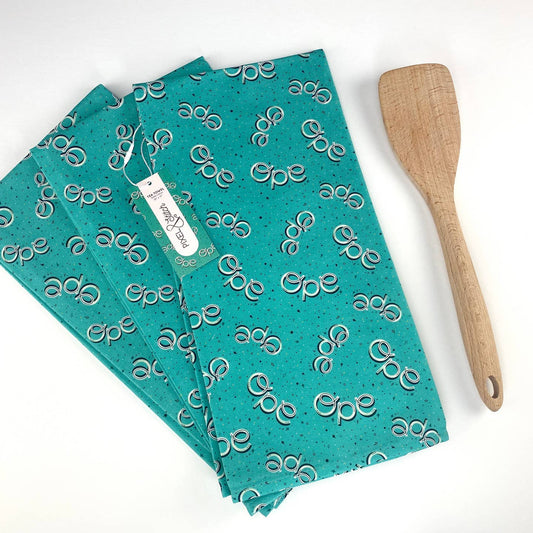 Teal Ope Cotton Canvas Tea Towel