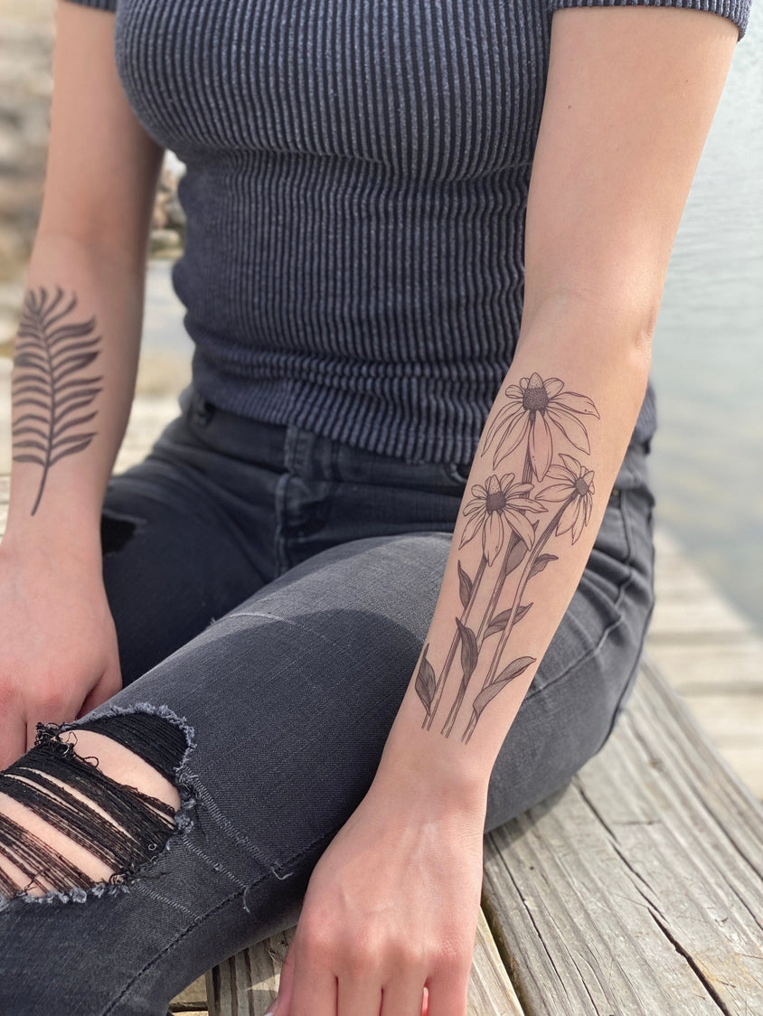 Coneflower Temporary Tattoo 2-Pack