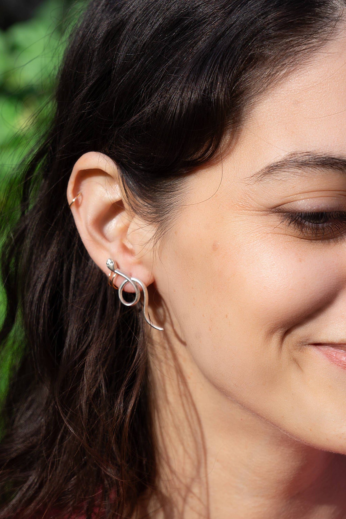 Venus Snake Studs - Silver Plated