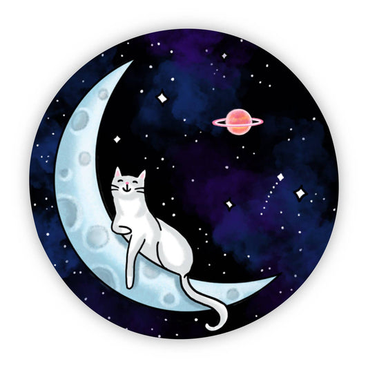 Space Cat Moon Sticker