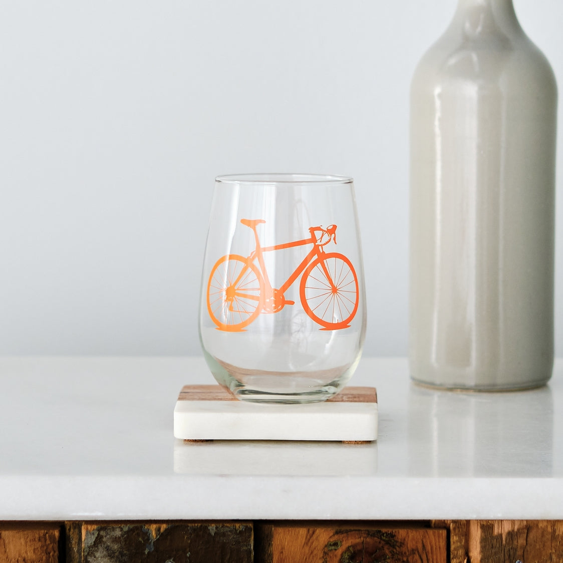 Bicycle Stemless Wine Glass