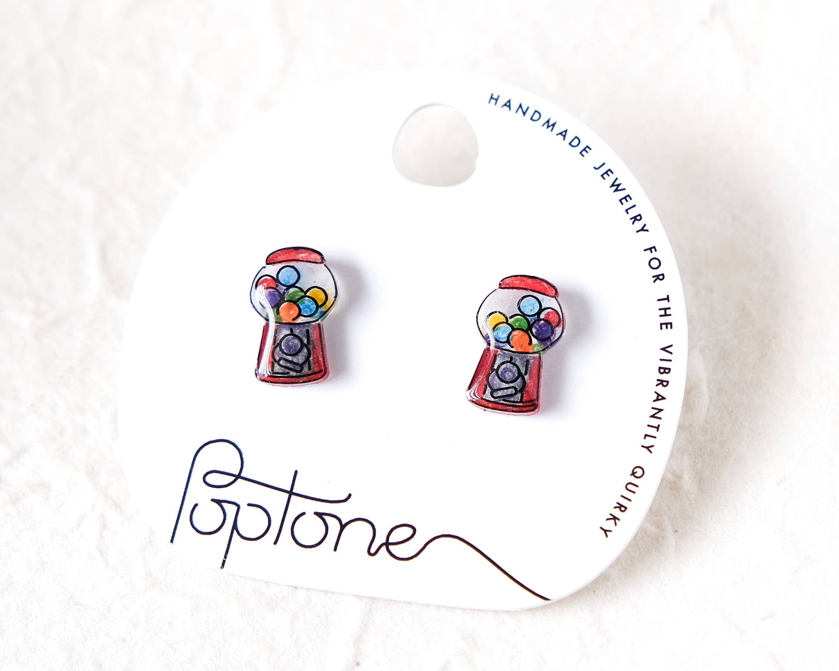 Retro Gumball Machine Stud Earrings
