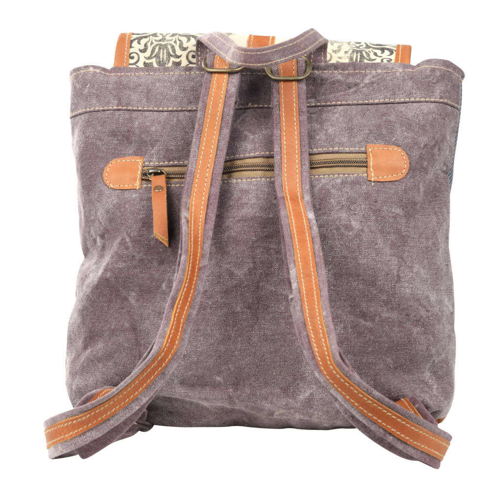 Mixed Fabric Canvas Print Backpack