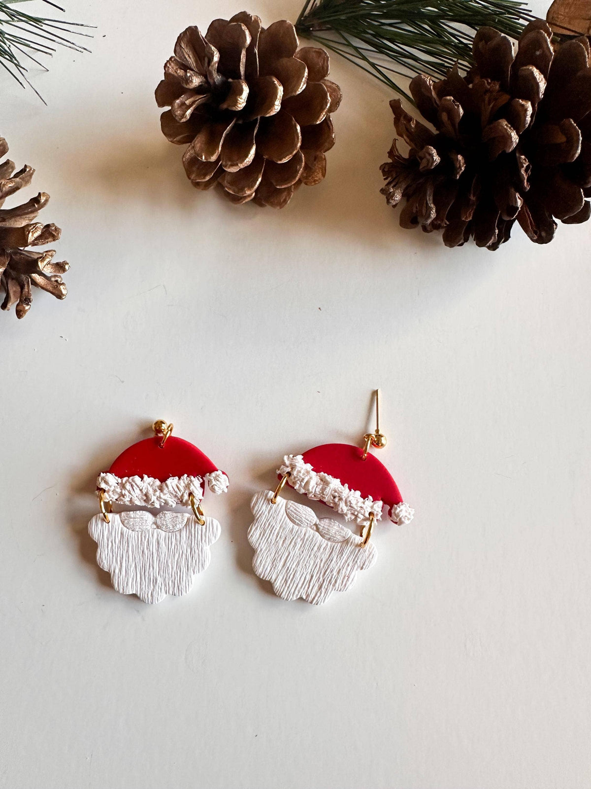 Santa Clay Christmas Statement Everyday Earrings
