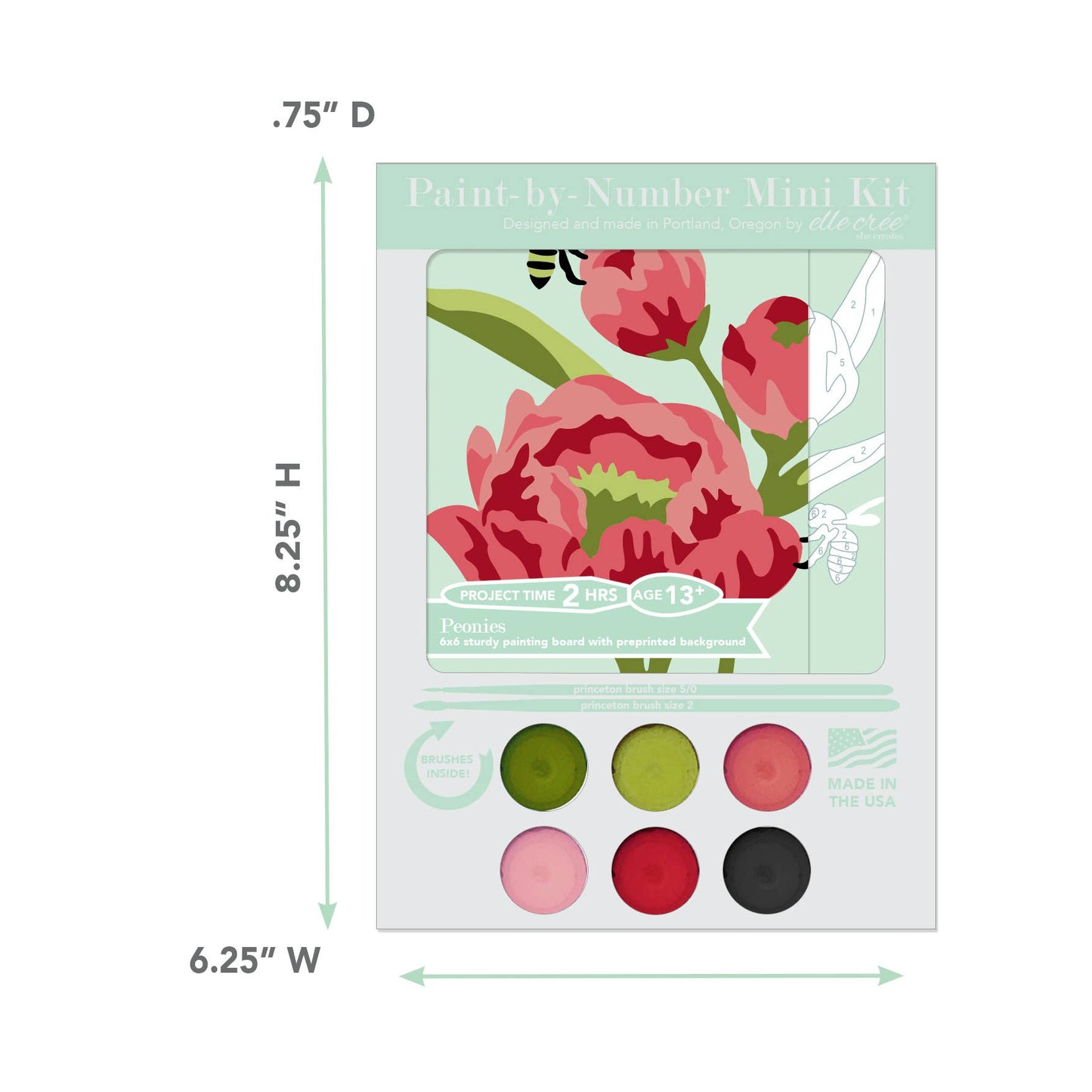 Peonies MINI Paint-by-Number Kit