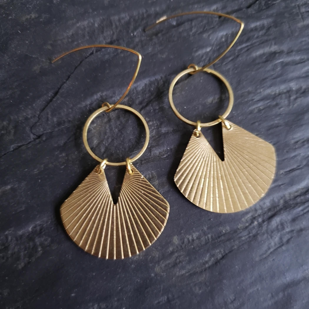 OXOX Ridged Brass Earrings