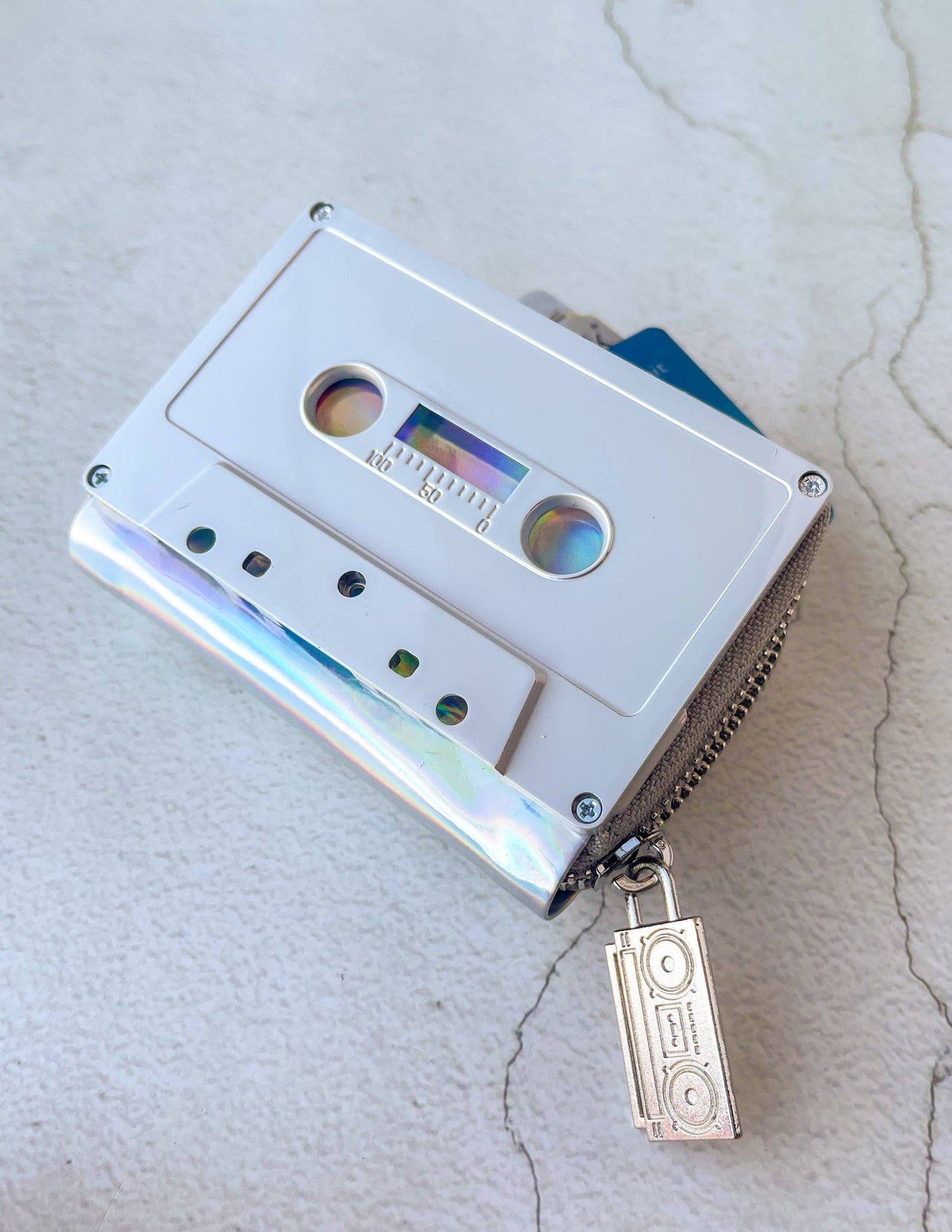 Electro SIlver 80's Retro Cassette Tape Wallet