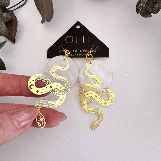 Gold Snake Earrings: Cut-Out