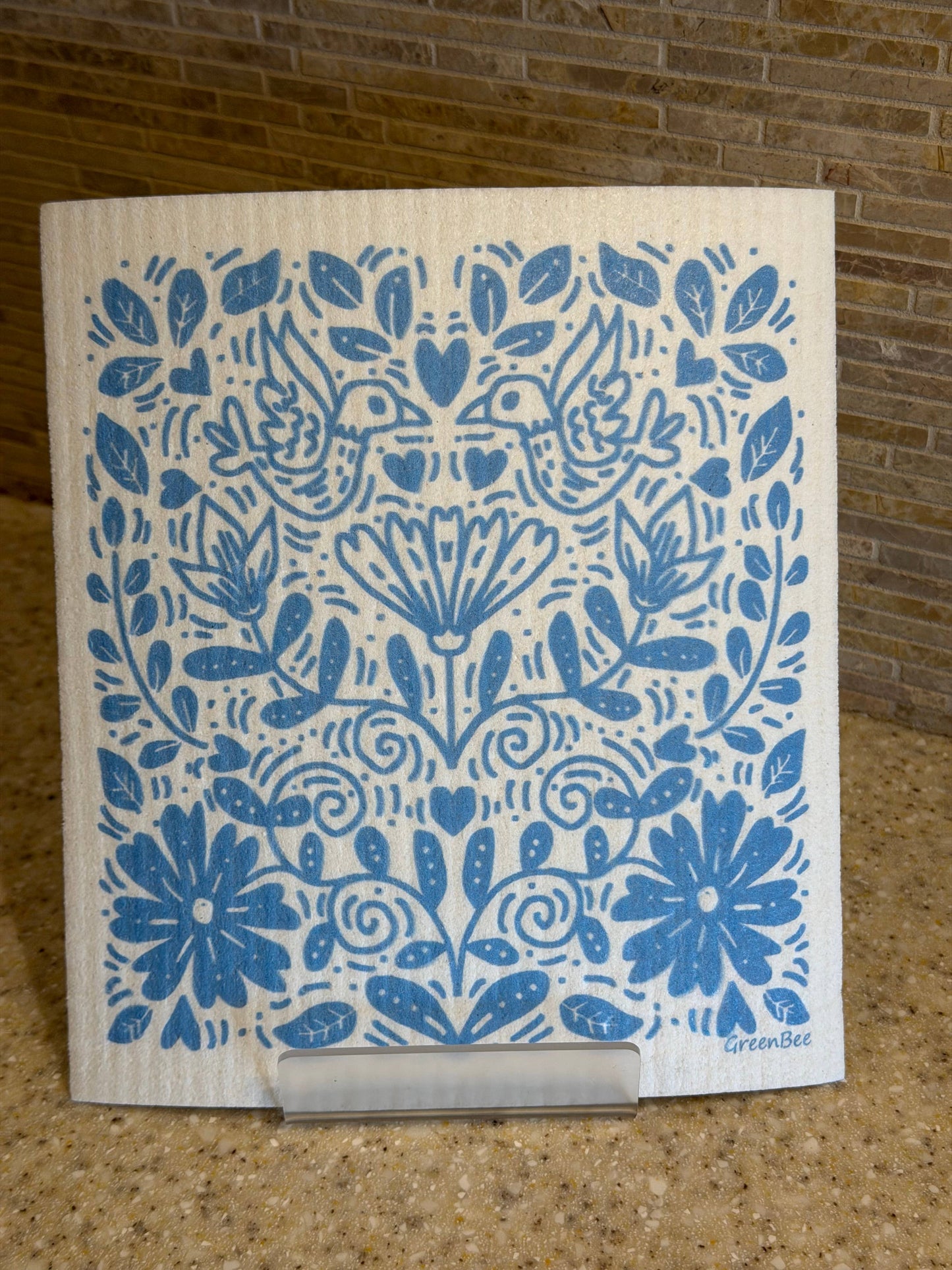 Blue Floral Pattern Swedish Dishcloth