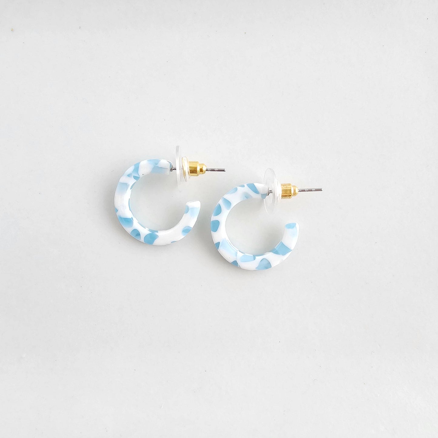 Micro Cam Mini Hoops - Pastel Blue Dot