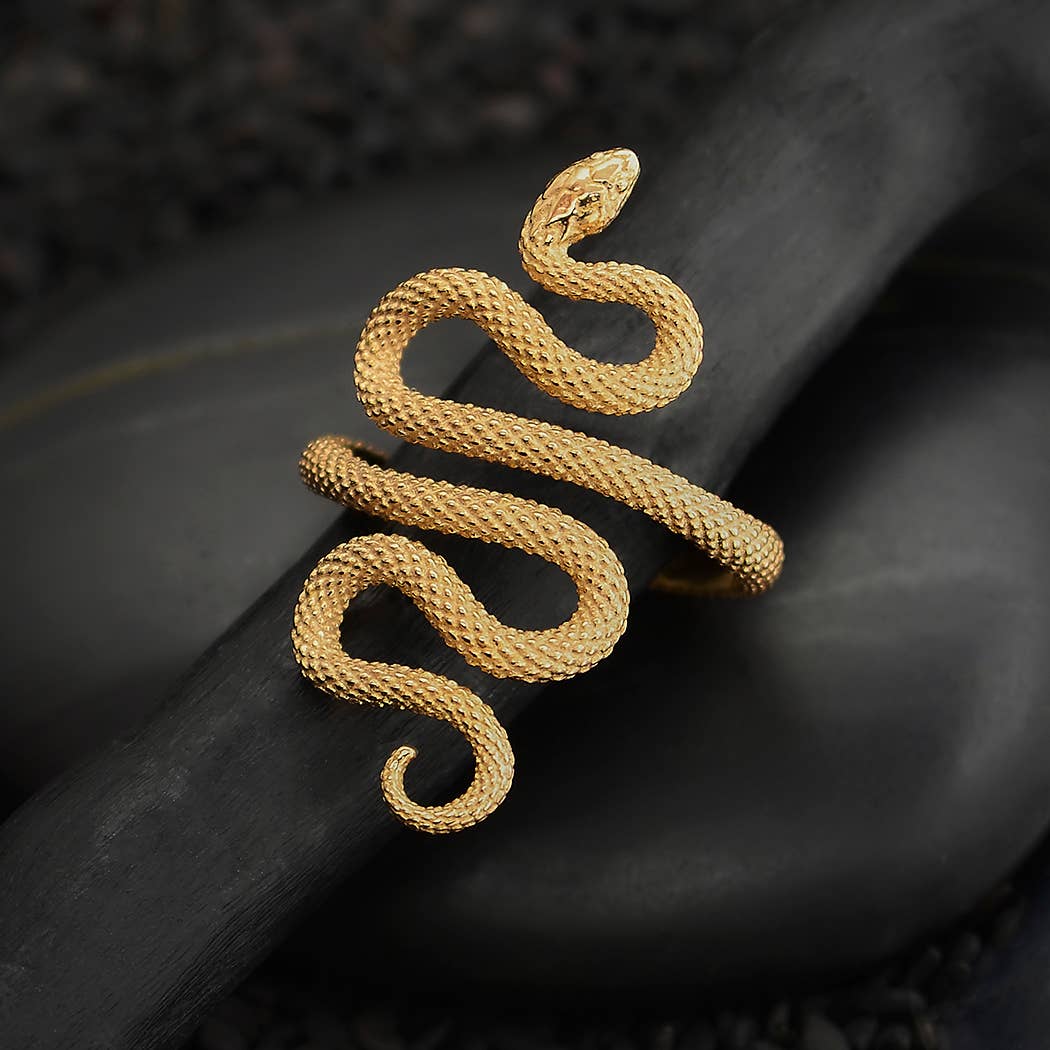 Sterling Silver or Bronze Textured Adjustable Snake Ring