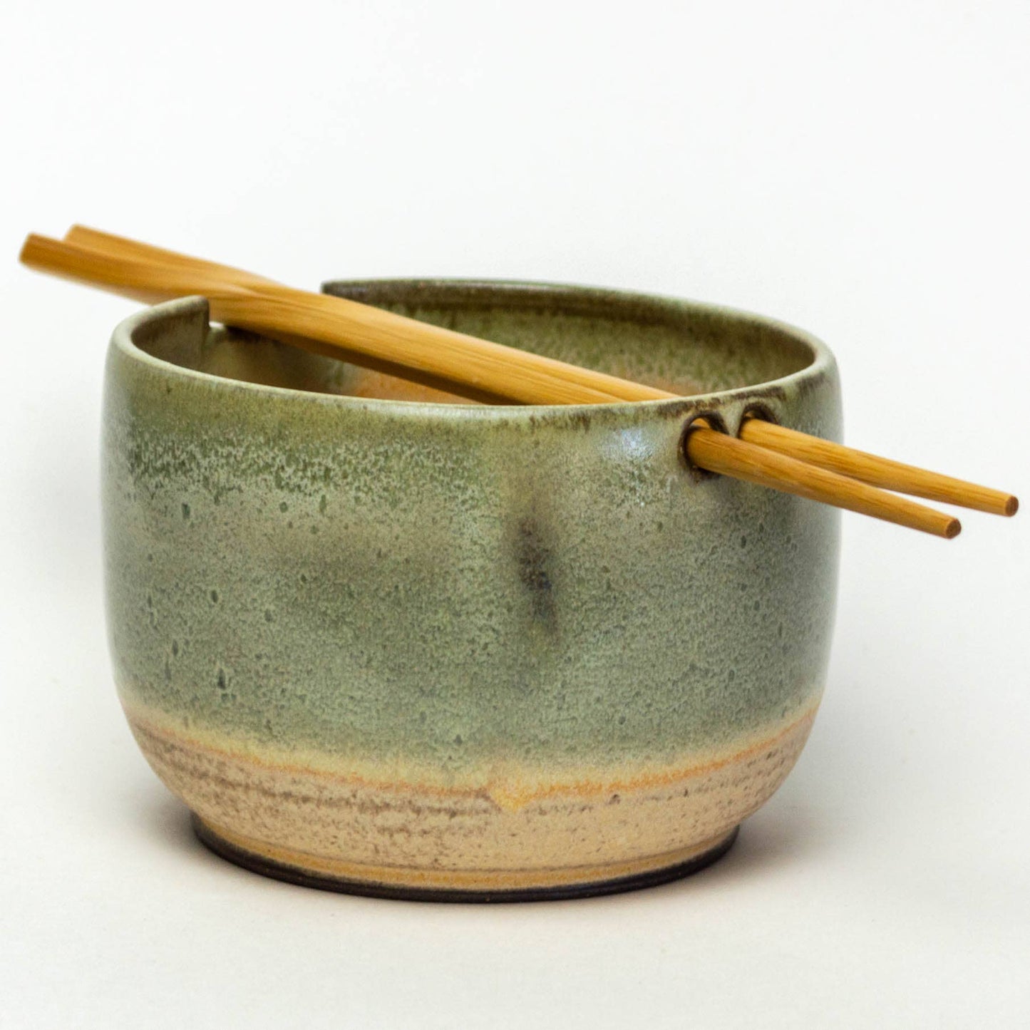 Rice/Noodle Bowl - Handmade Chocolate Clay - Green
