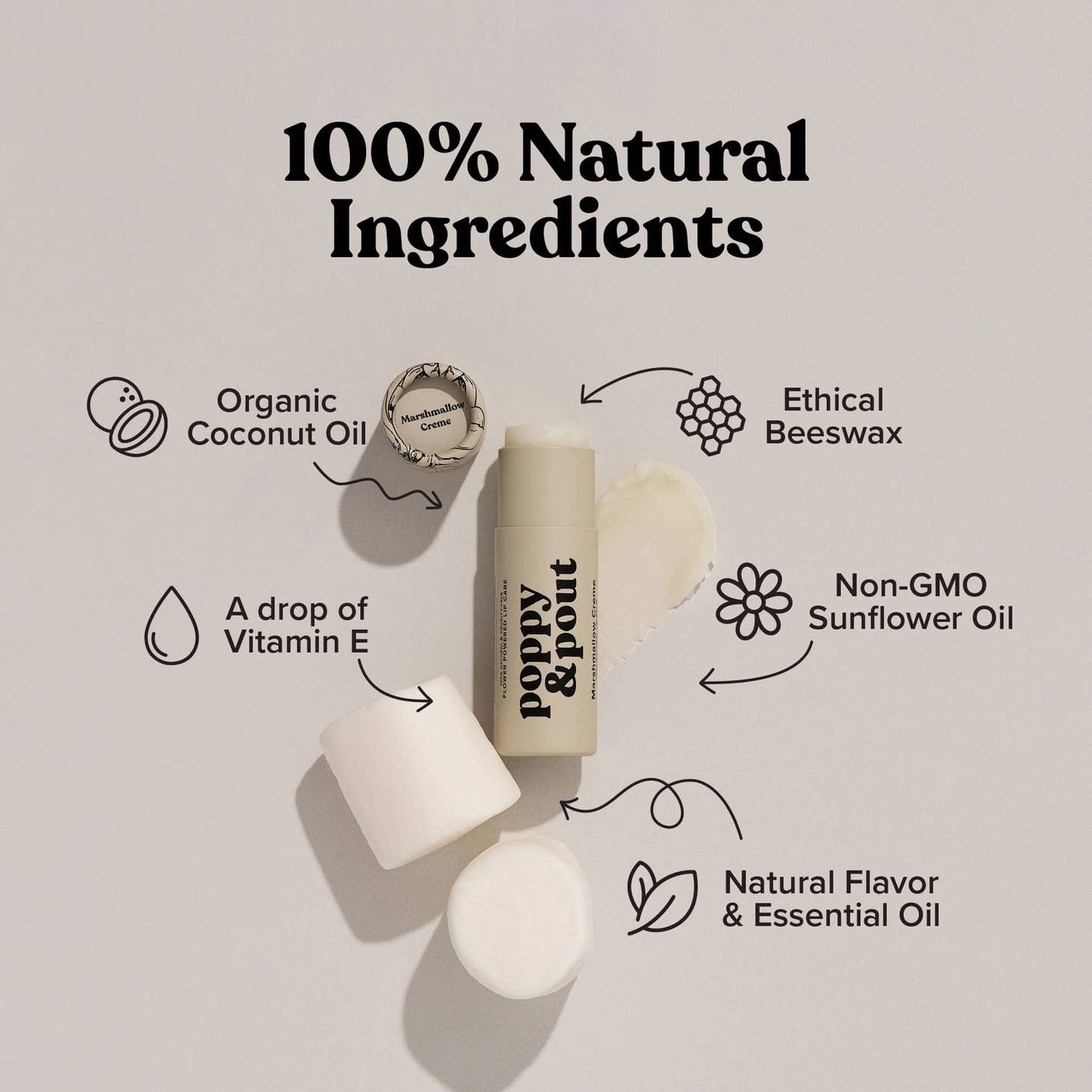 Marshmallow Creme Poppy & Pout Lip Balm
