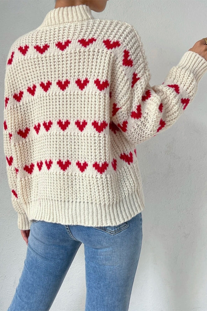 Valentine's Day Heart Jacquard Sweater