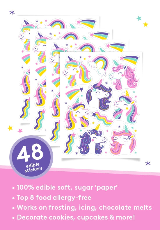 Unicorn Rainbow Edible Cookie & Cupcake Toppers