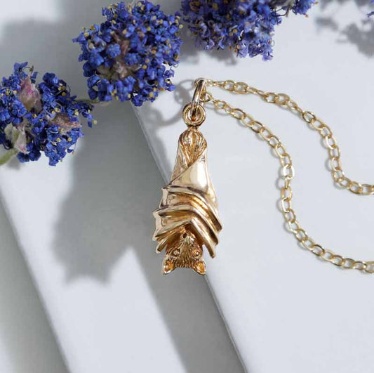 Bronze Hanging Bat Necklace