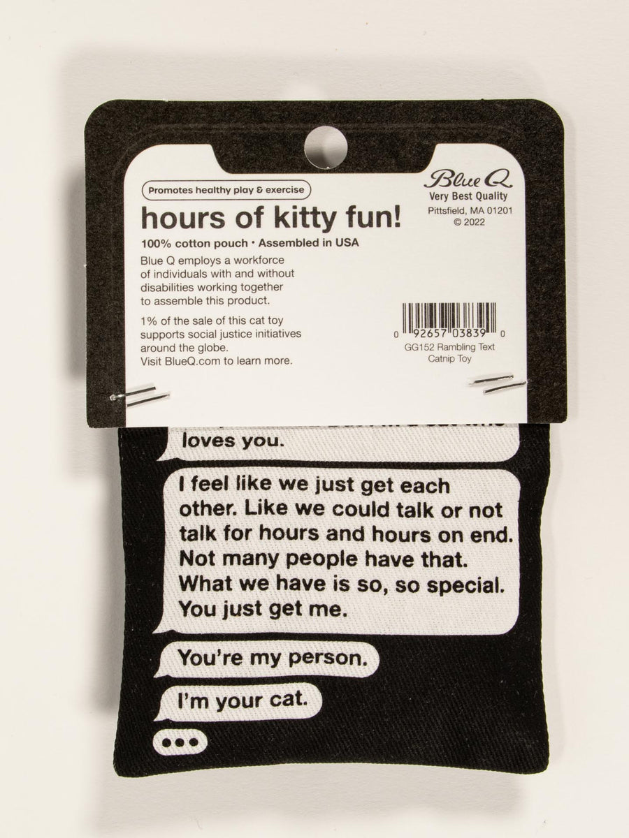 Rambling Text Catnip Toy