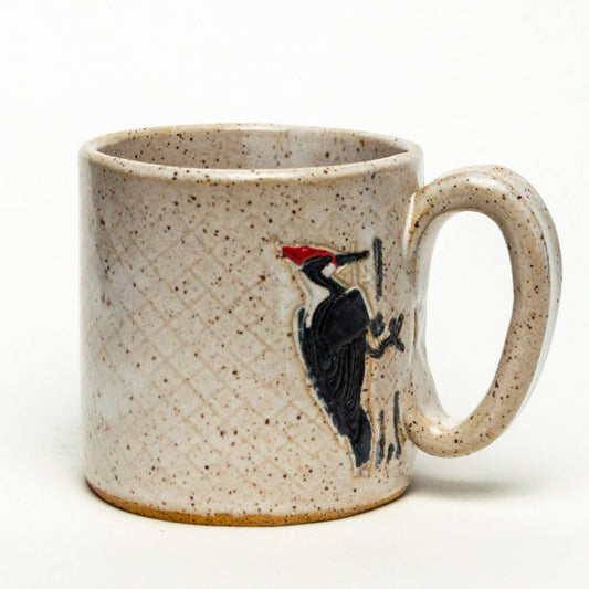 Woodpecker Design Handmade Ceramic White 10oz