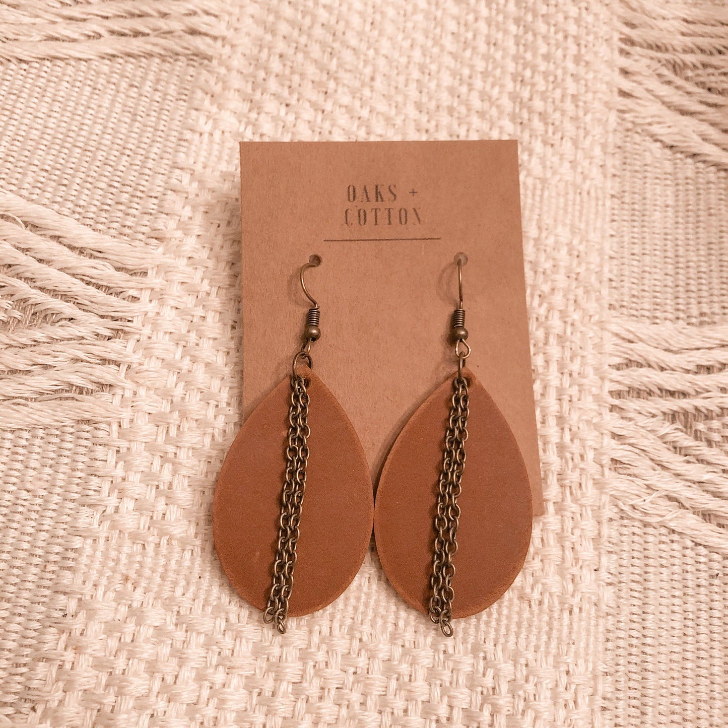 Teardrop Earrings w/ Chain (Small)