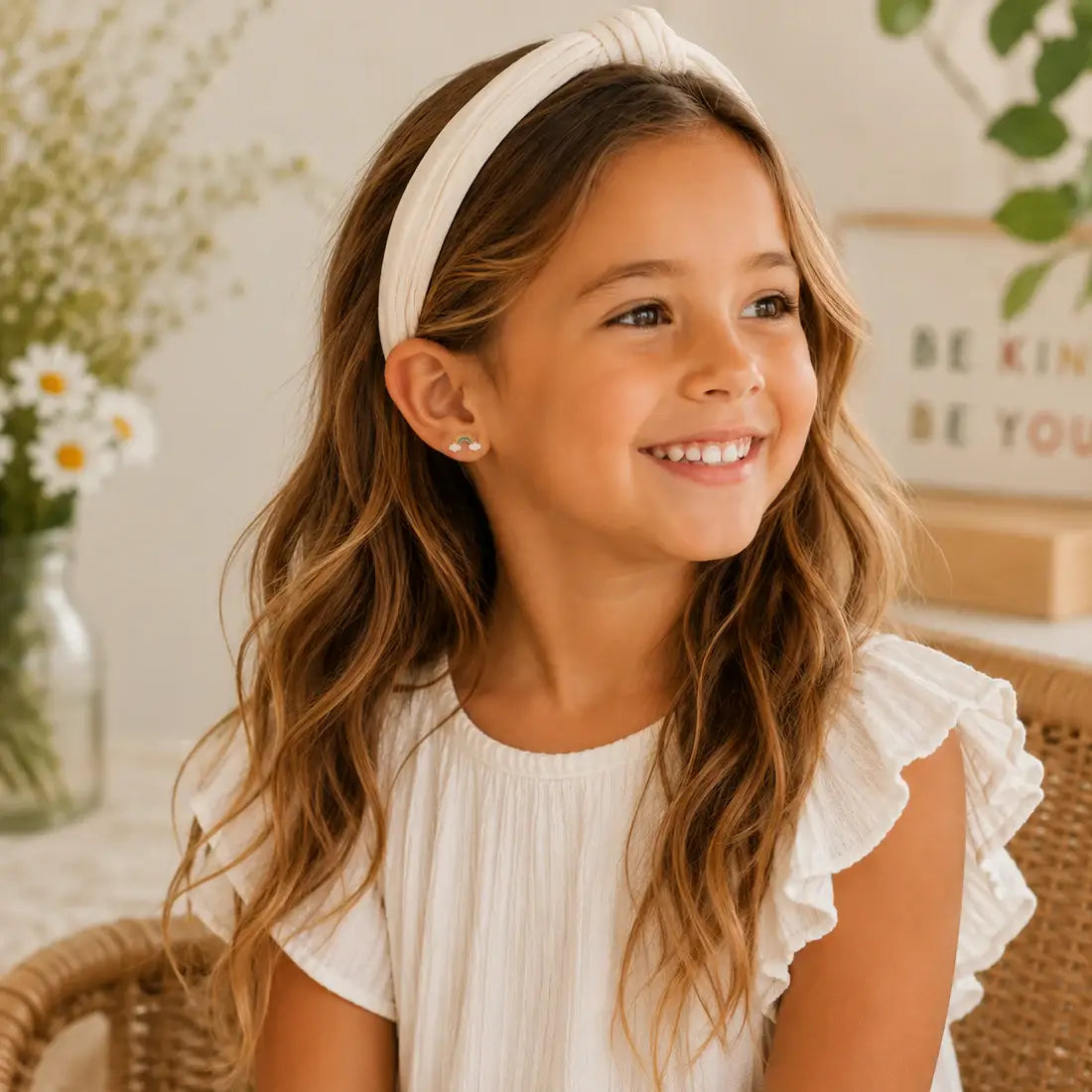 Rainbow Enamel Flat Back Kids Earrings