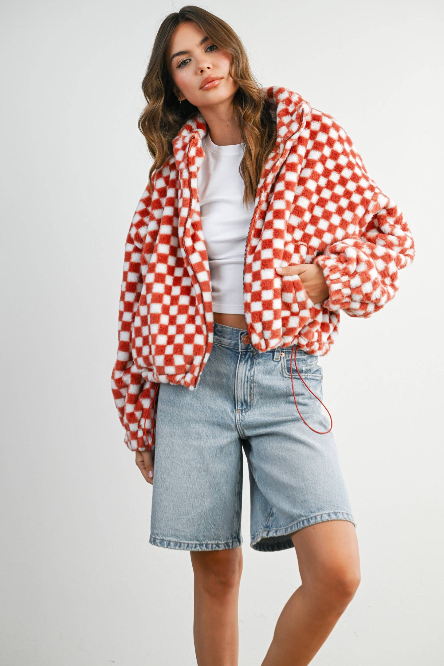Fall Winter Checker Teddy Fall Jacket