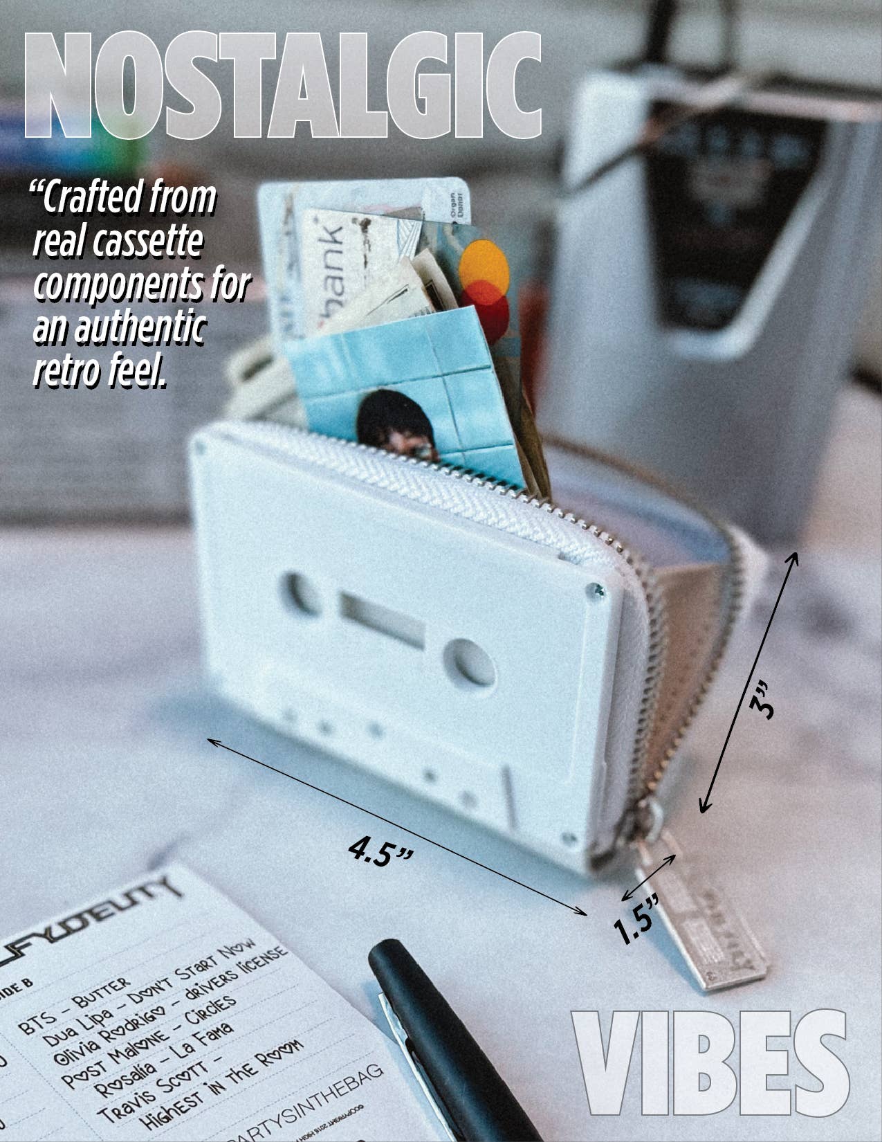 White 80's Retro Cassette Tape Wallet