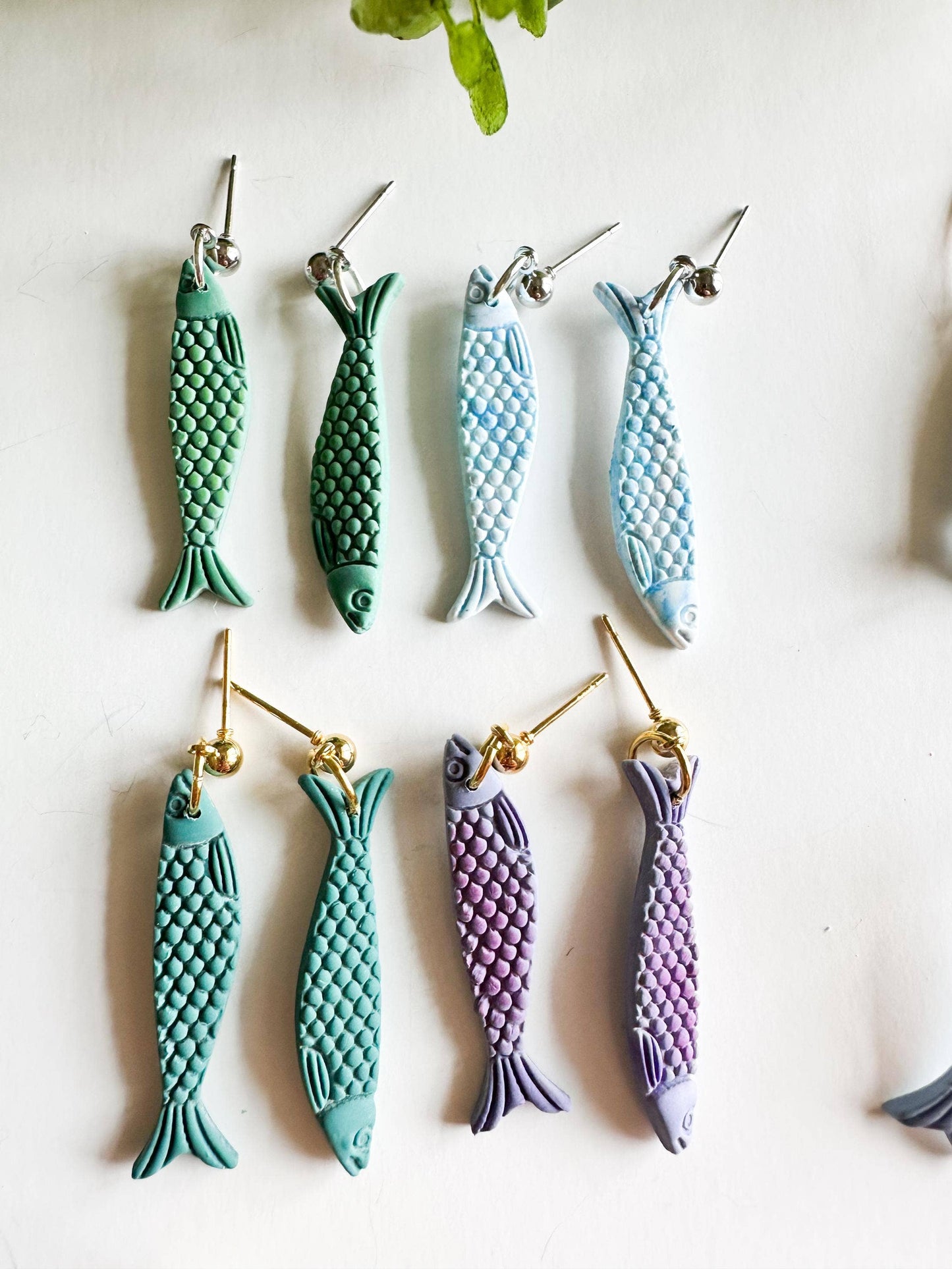 Sardine Clay Statement Fish Nature Earrings #2