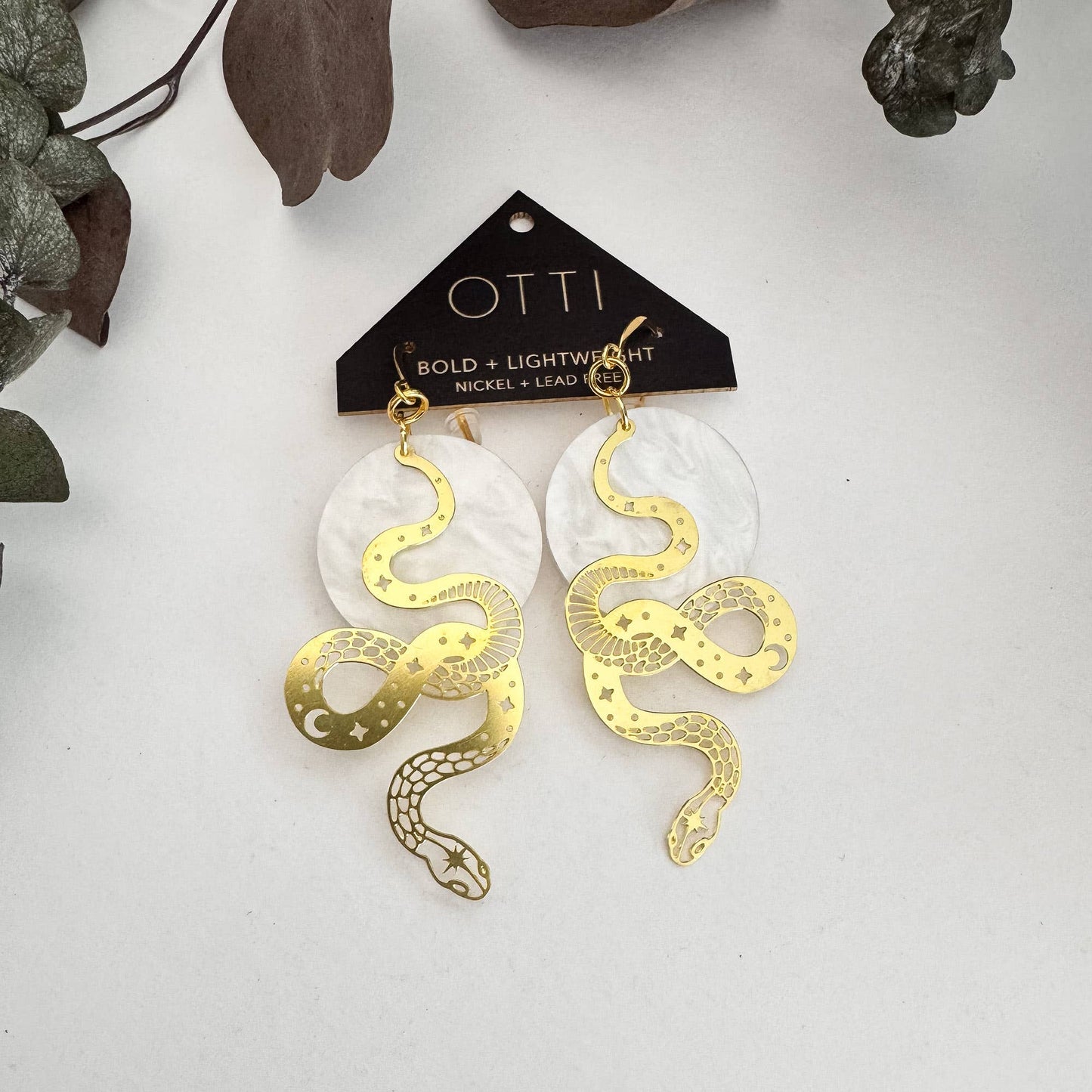 Gold Snake Earrings: Cut-Out