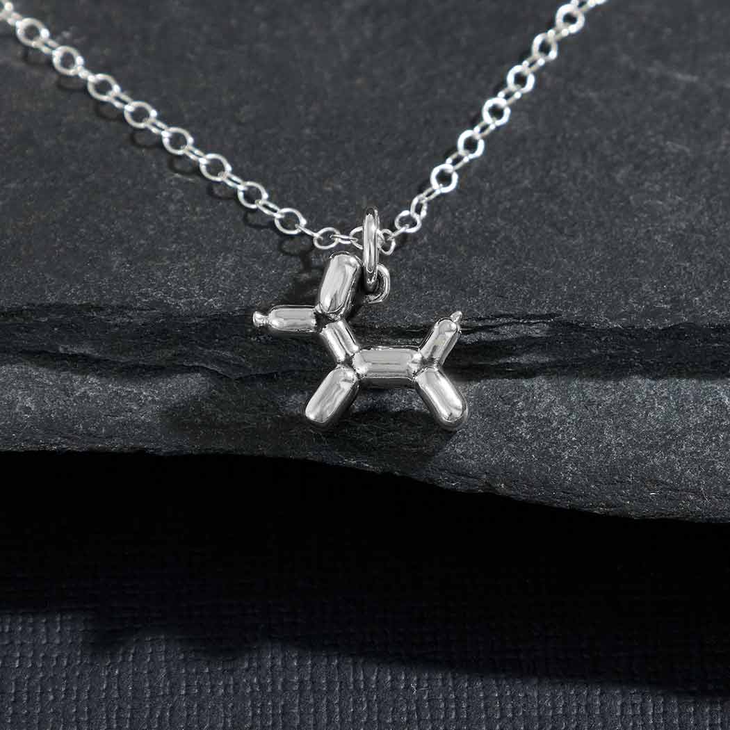 Sterling Silver 18 Inch Balloon Dog Necklace