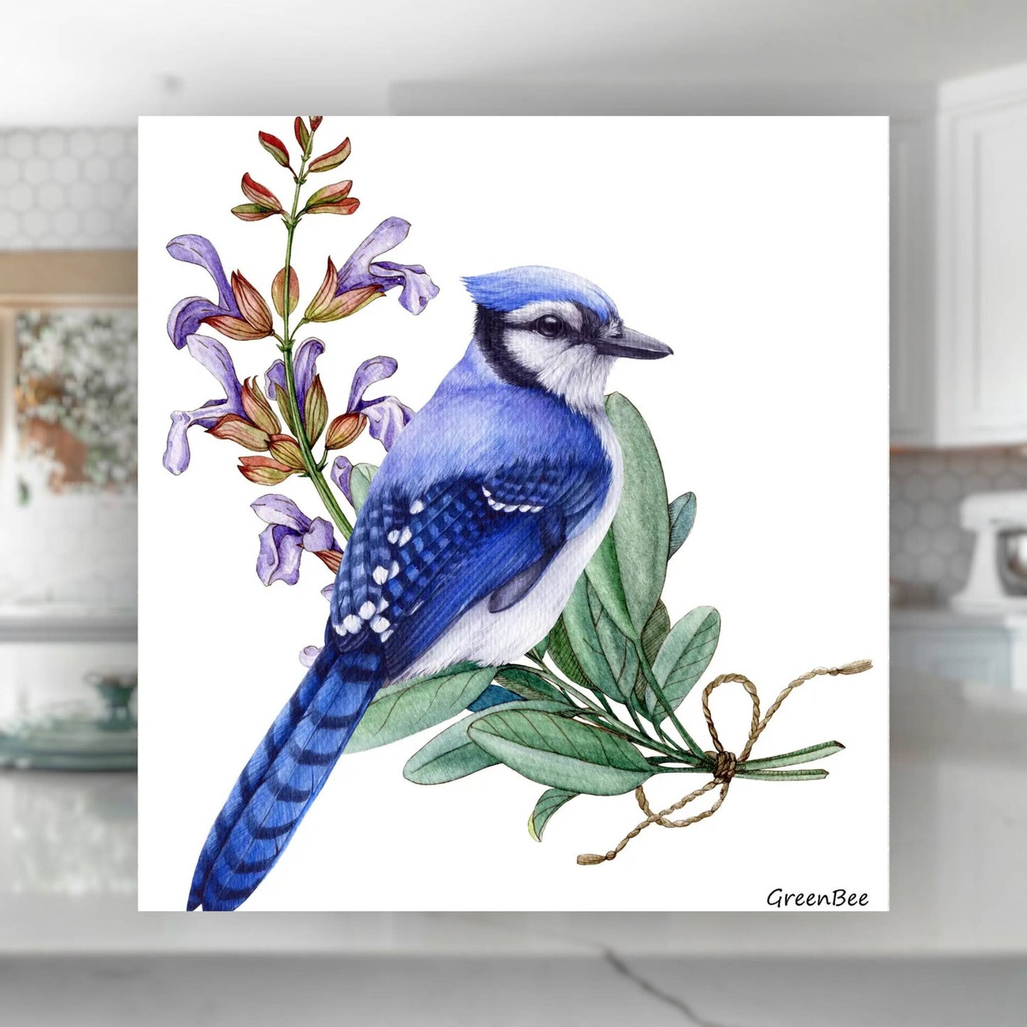 Blue Jay Swedish Dishcloth