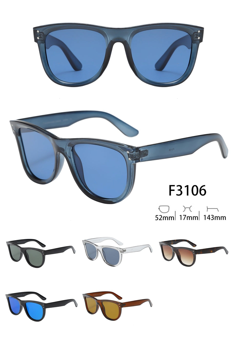 F3106, Classic Trendy Style Frame with Inverse Lens