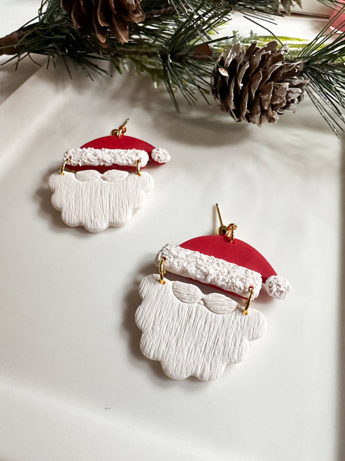 Santa Clay Christmas Statement Everyday Earrings