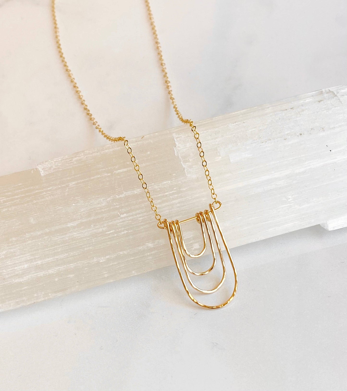 Modern Arc Necklace Gold Filled