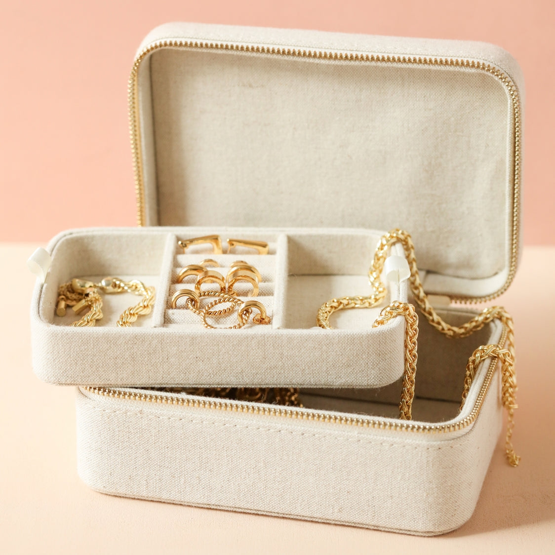 Natural Linen Jewellery Case Rectangle