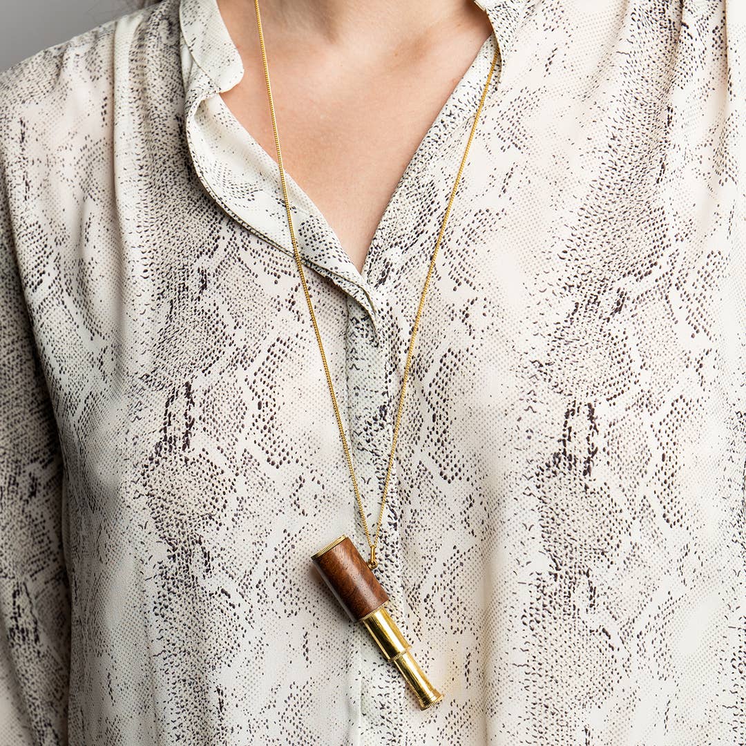 Wood Telescope Necklace - 32" Chain