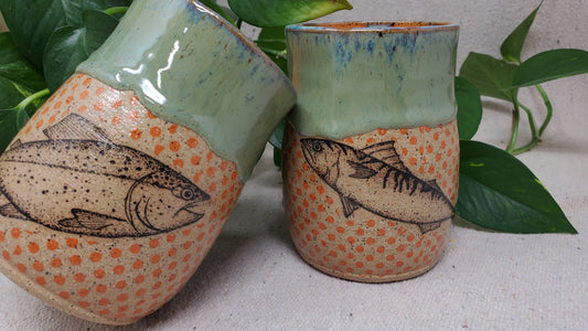 Orange Polka Dot Fish Cup