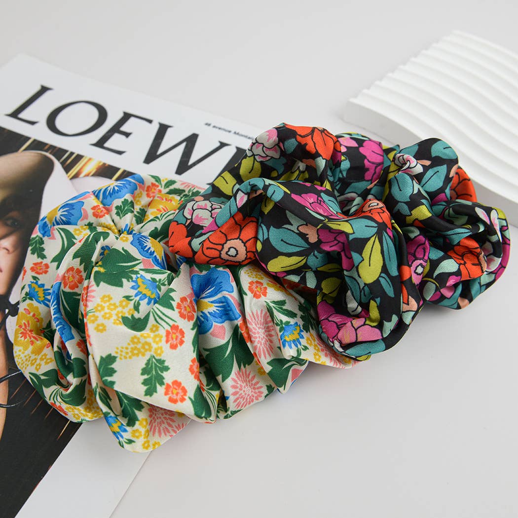 Vintage Floral Print Soft Scrunchies