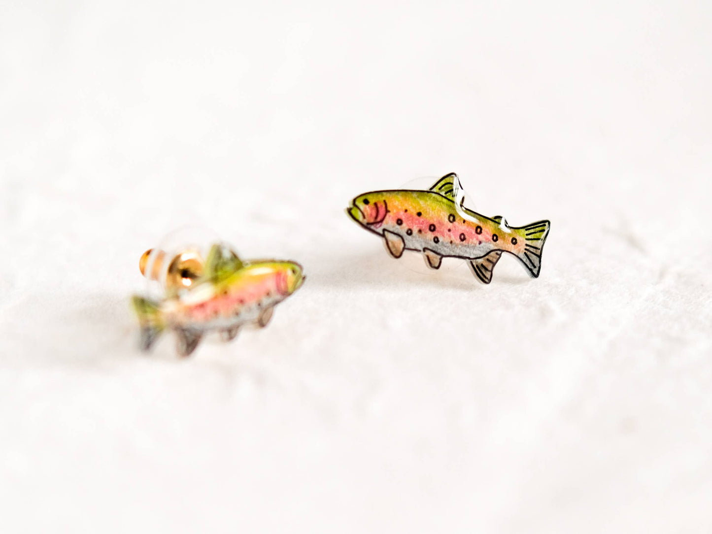 Rainbow Trout Salmon Fish Outdoors Earrings