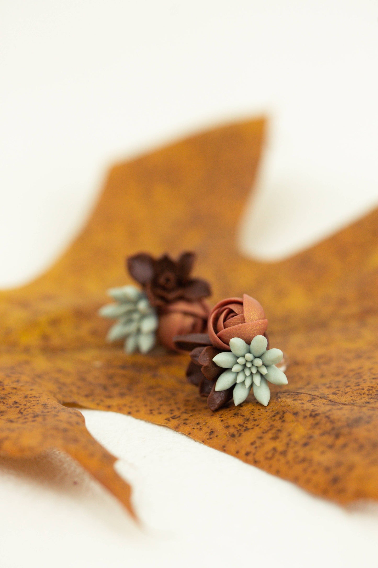 Succulent-Inspired Earrings – Handmade Polymer Clay Jewelry