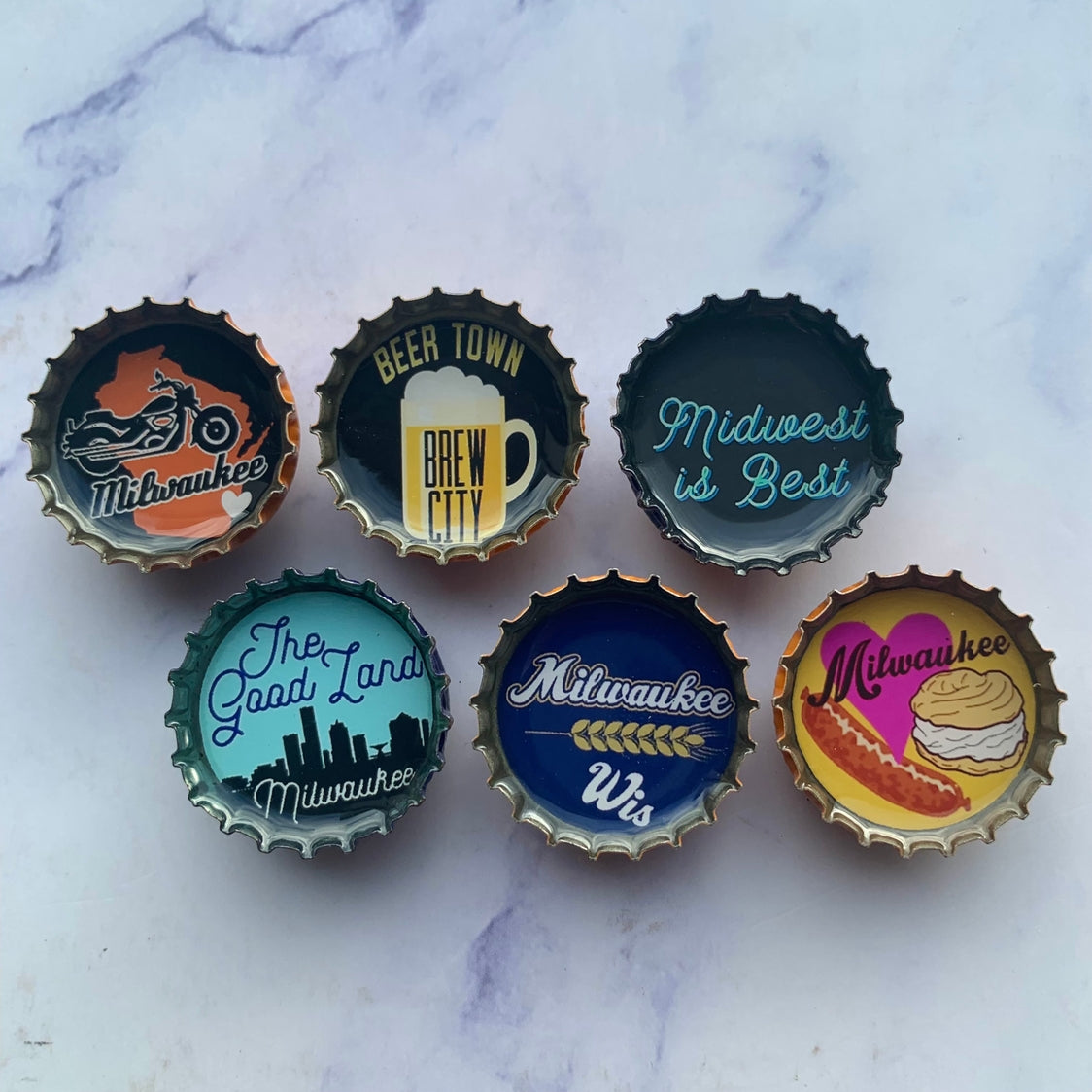 Milwaukee Bottle Cap Magnet Set