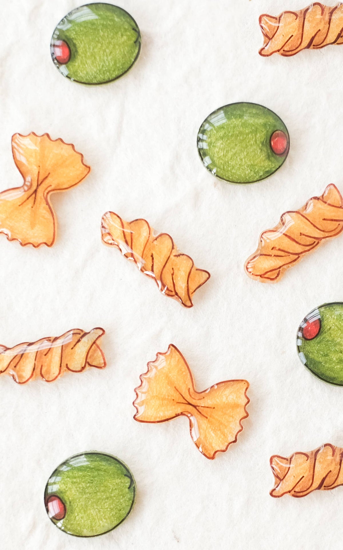 Pasta Shapes Earrings: Bowtie & Rotini
