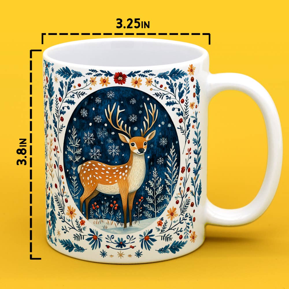 Festive Winter Woodland Deer Mug