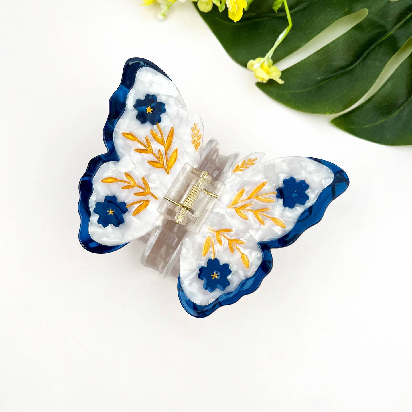 Acetate Butterfly Hair Claw, Floral Design