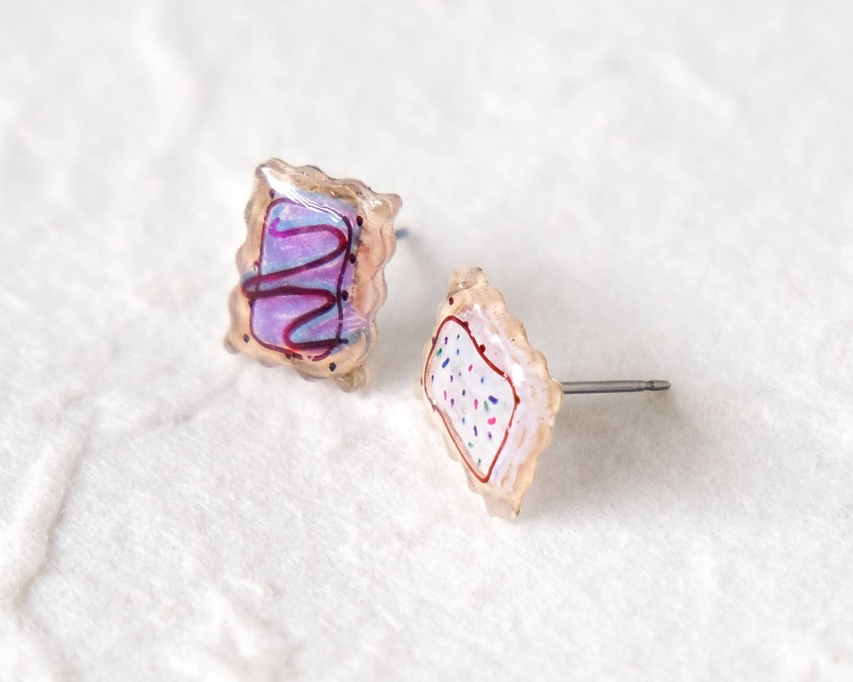 Handmade Retro Toaster Pastry Stud Earrings