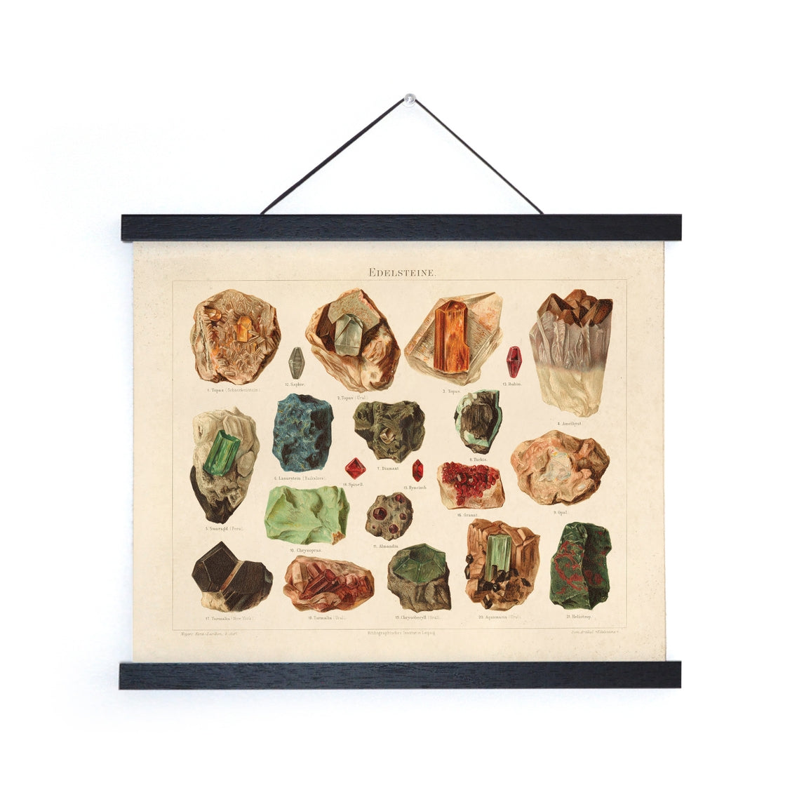 Vintage Natural History Minerals & Gemstones Print