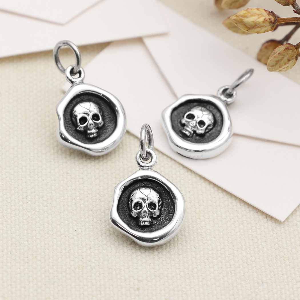 Wax Seal Skull Charm 16x10mm