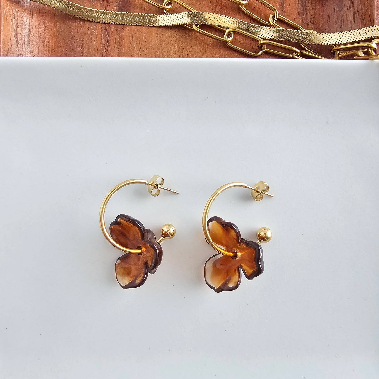 Magnolia Hoops - Amber