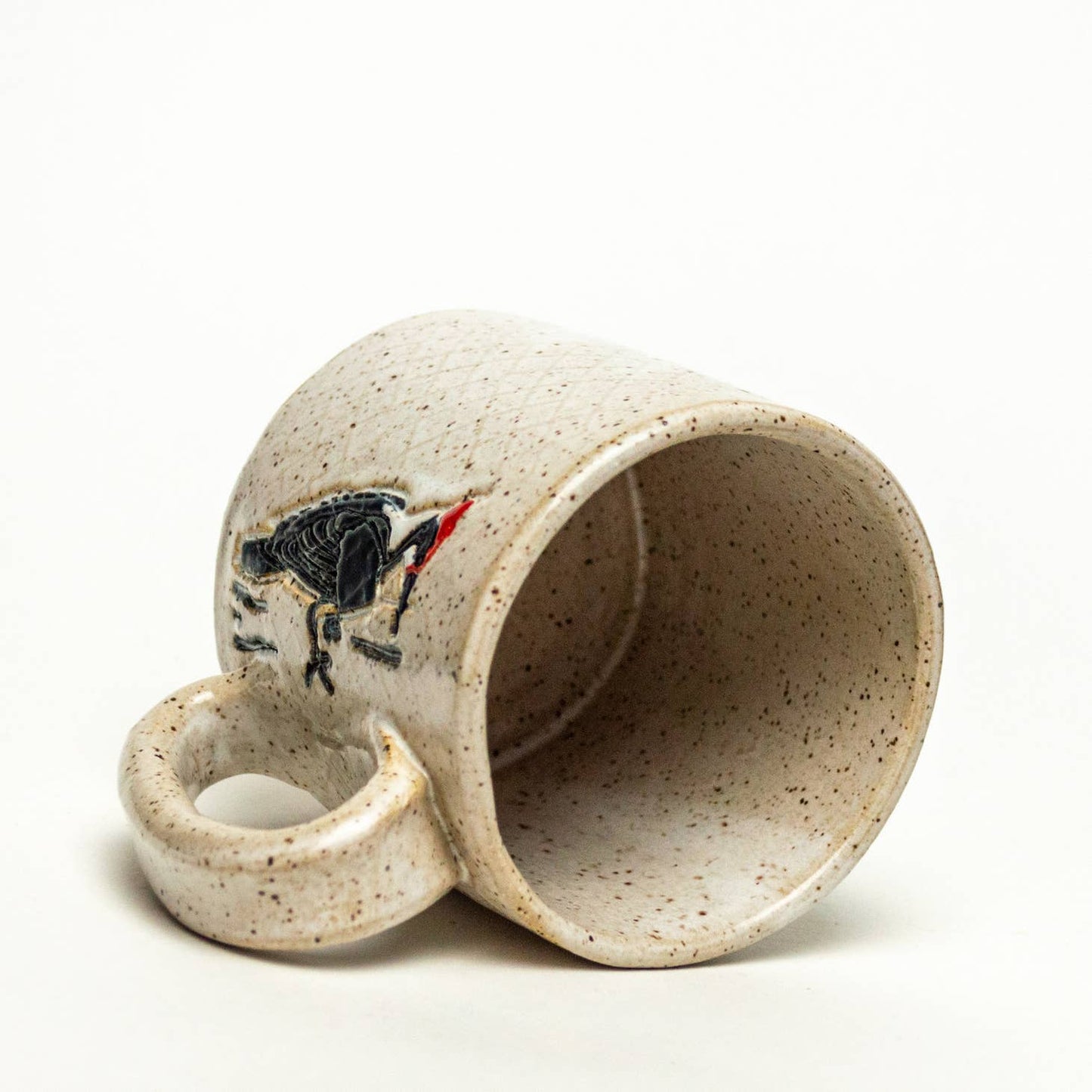 Woodpecker Design Handmade Ceramic White 10oz