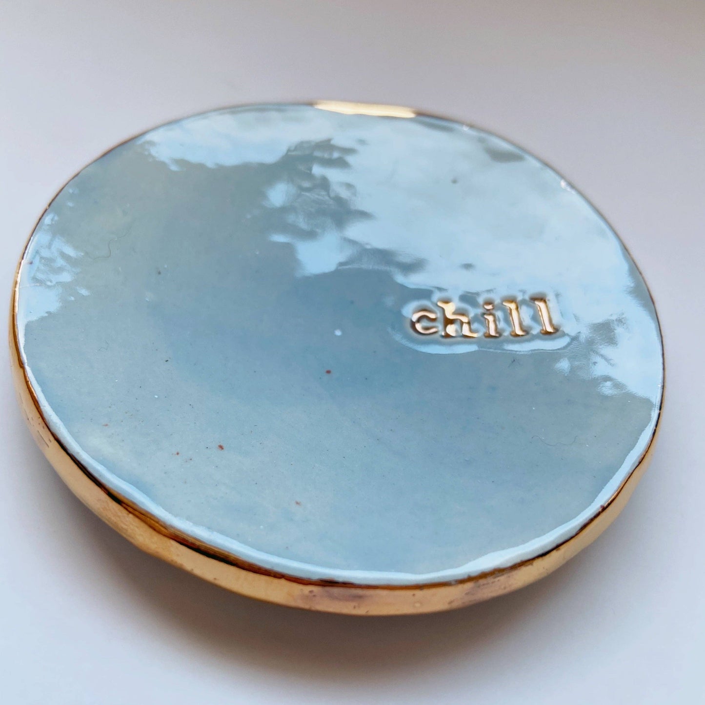 Chill Hand Built Jewelry Dish with 22k Gold Accent