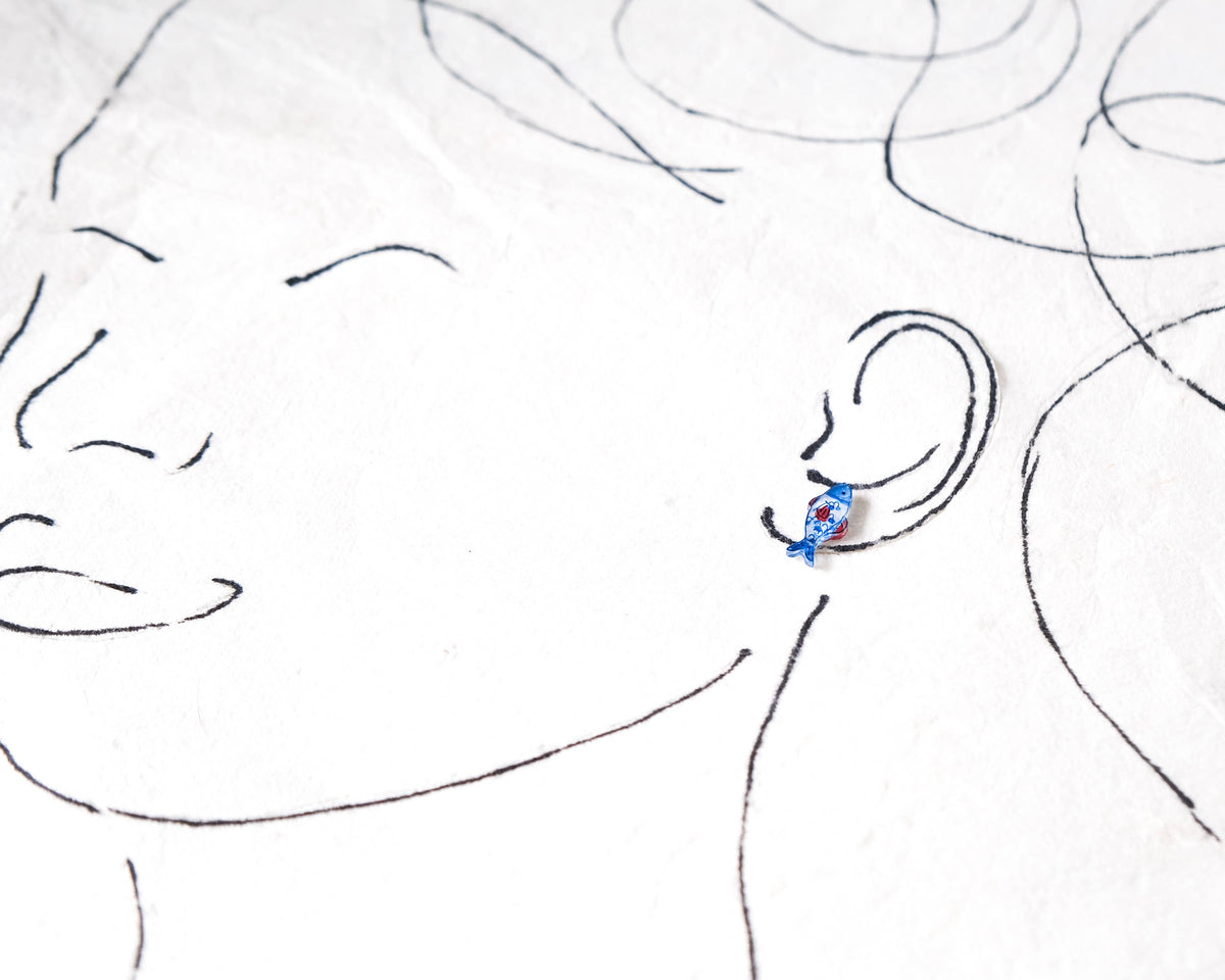 Nautical Fish Stud Earrings Red, Blue, White